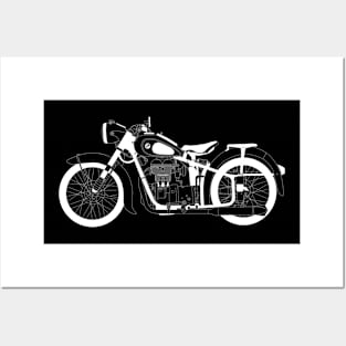 BMW R25 White Outline Posters and Art